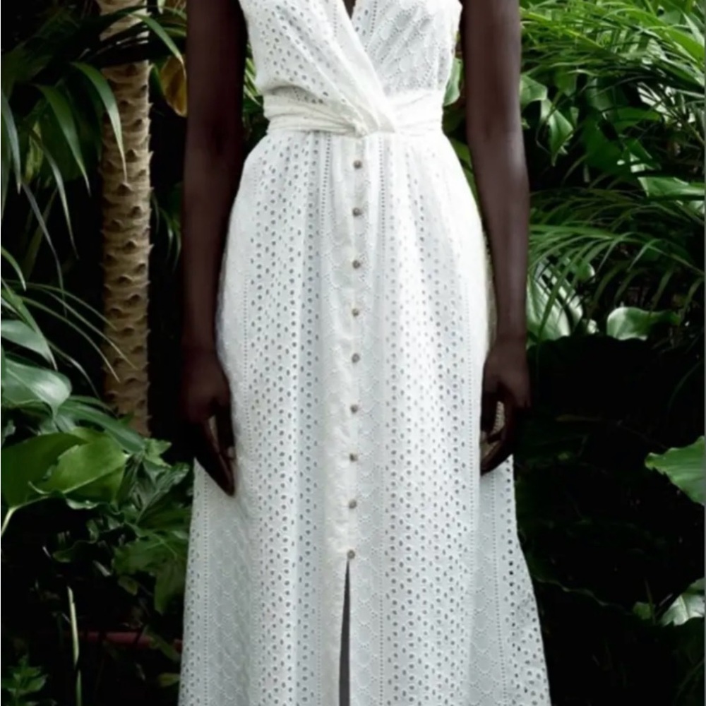 Zara White Eyelet Maxi Dress